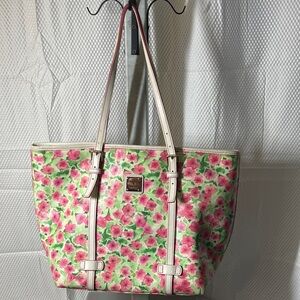 Dooney & Bourke Pansy Pink and Green Floral Large Shopper Tote